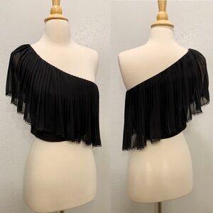 NICHOLAS Black One Shoulder Crop Top